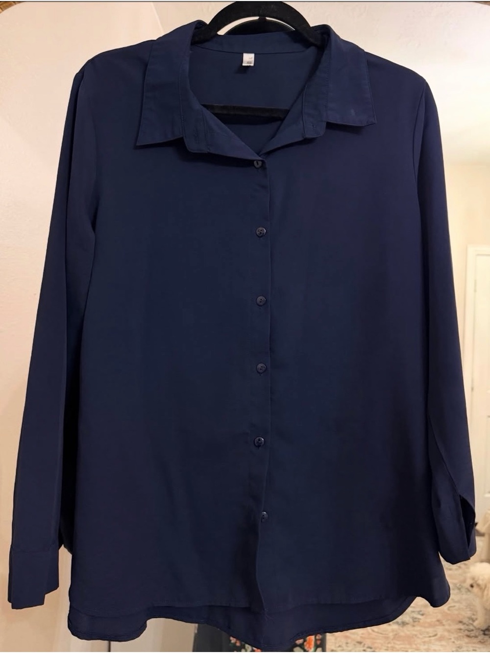 Zunie Navy Blue Button-Down Blouse
